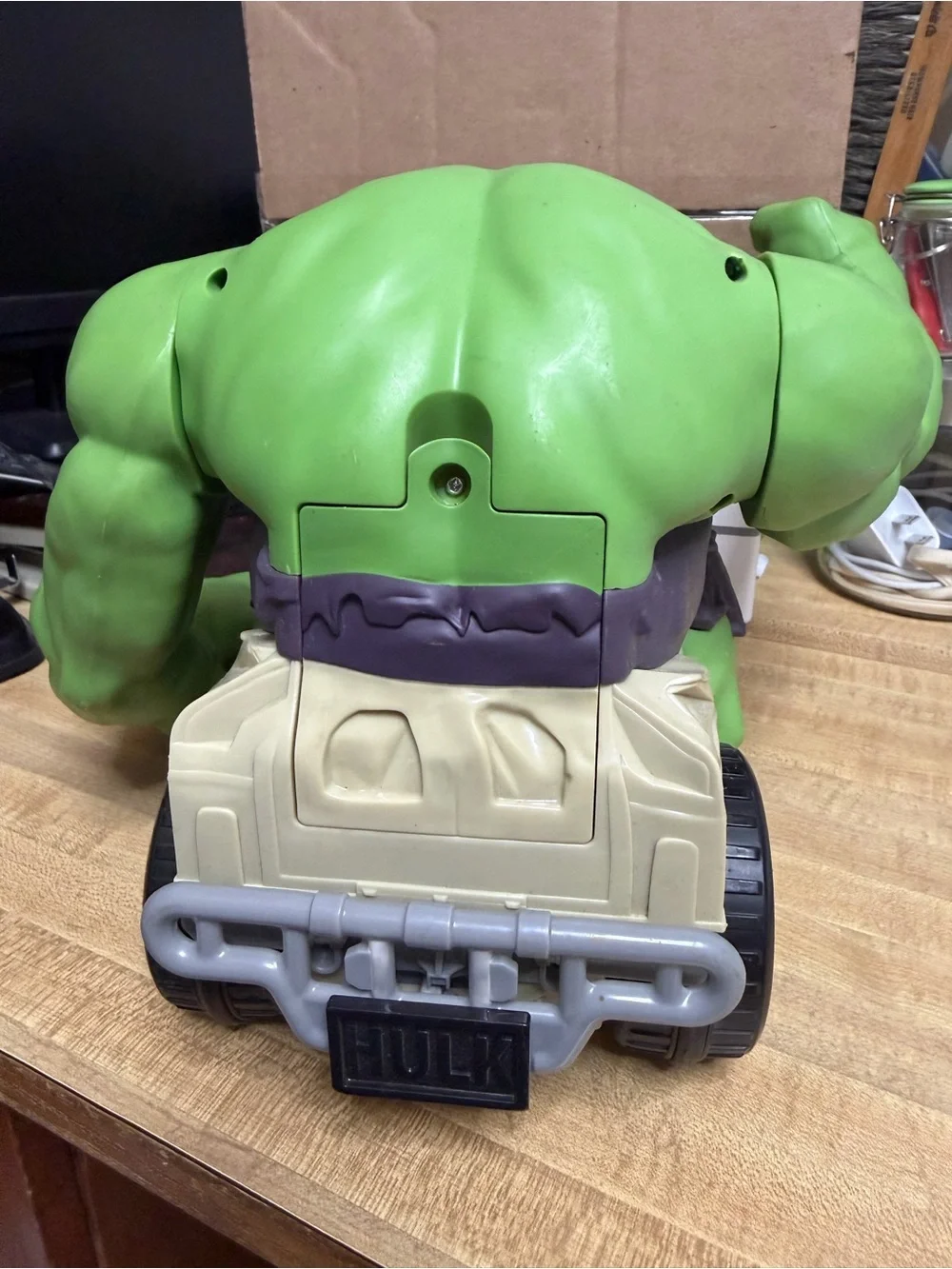 Marvel Hulk Green Action Figure with Cream and Gray Jeep